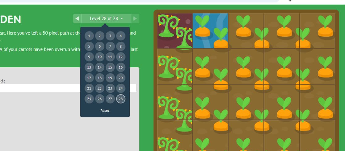 CSS Grid Garden editor screenshot